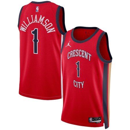 Män New Orleans Pelicans Tröja Zion Williamson Jordan 2023-24 Statement Edition Röd Swingman